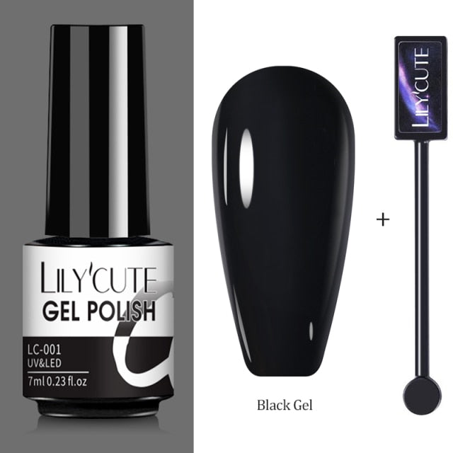 Magnetic Gel Polish Set Semi Permanent Soak Off UV LED Glitter Nails Magnet Stick Black Gel Needed