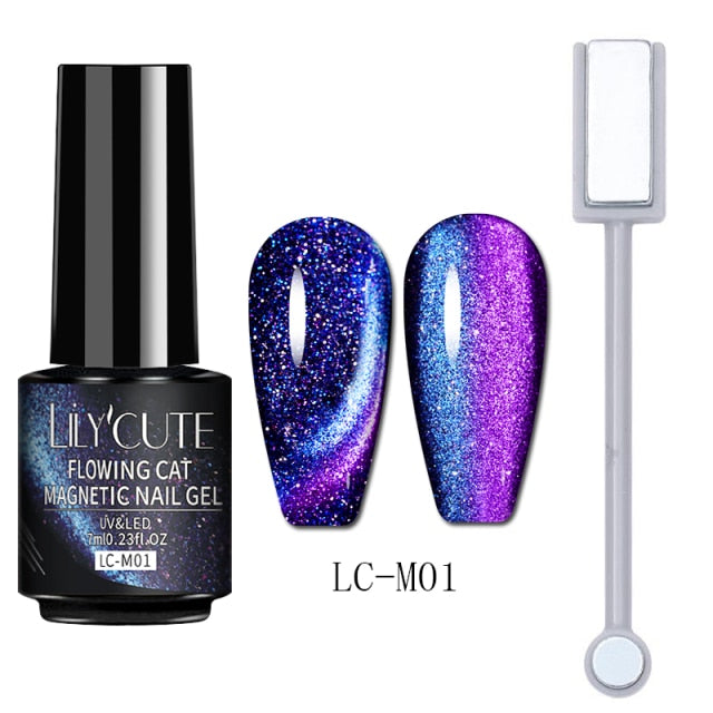 Magnetic Gel Polish Set Semi Permanent Soak Off UV LED Glitter Nails Magnet Stick Black Gel Needed