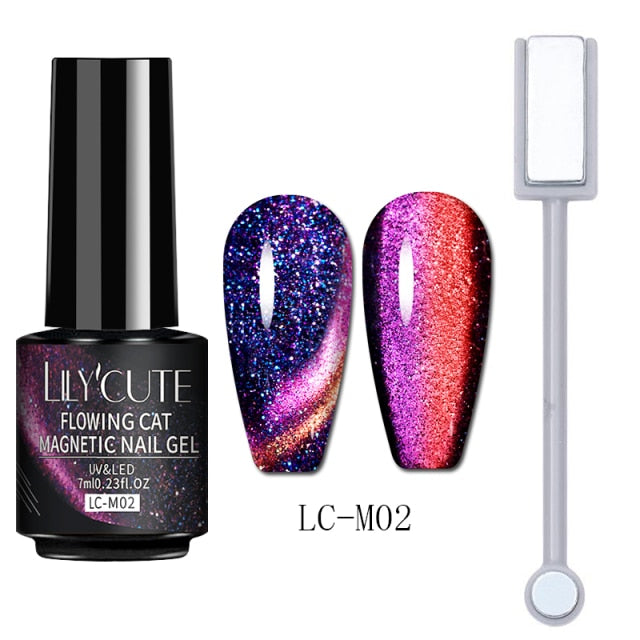 Magnetic Gel Polish Set Semi Permanent Soak Off UV LED Glitter Nails Magnet Stick Black Gel Needed