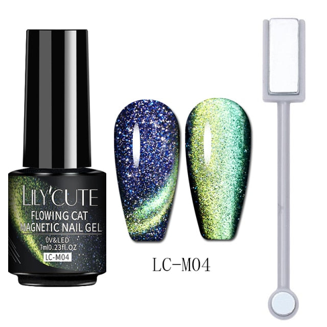 Magnetic Gel Polish Set Semi Permanent Soak Off UV LED Glitter Nails Magnet Stick Black Gel Needed