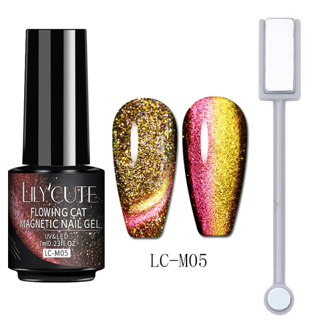Magnetic Gel Polish Set Semi Permanent Soak Off UV LED Glitter Nails Magnet Stick Black Gel Needed