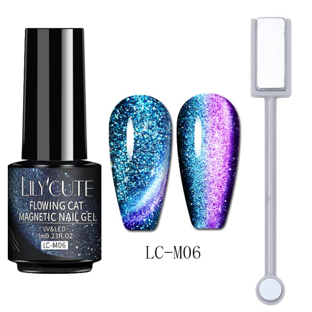 Magnetic Gel Polish Set Semi Permanent Soak Off UV LED Glitter Nails Magnet Stick Black Gel Needed