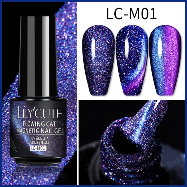 Magnetic Gel Polish Set Semi Permanent Soak Off UV LED Glitter Nails Magnet Stick Black Gel Needed