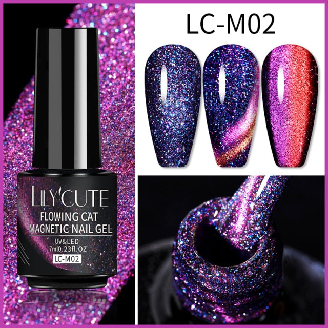Magnetic Gel Polish Set Semi Permanent Soak Off UV LED Glitter Nails Magnet Stick Black Gel Needed