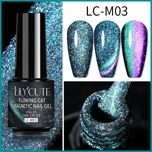 Magnetic Gel Polish Set Semi Permanent Soak Off UV LED Glitter Nails Magnet Stick Black Gel Needed