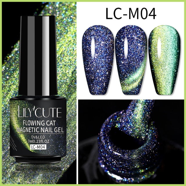Magnetic Gel Polish Set Semi Permanent Soak Off UV LED Glitter Nails Magnet Stick Black Gel Needed