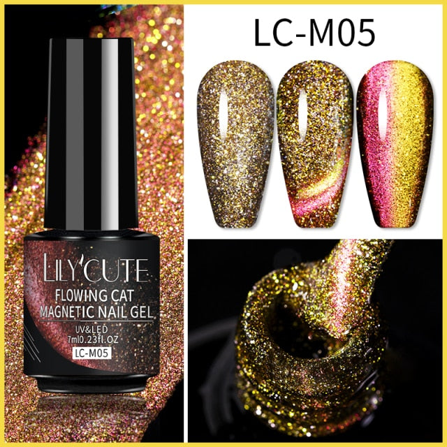 Magnetic Gel Polish Set Semi Permanent Soak Off UV LED Glitter Nails Magnet Stick Black Gel Needed