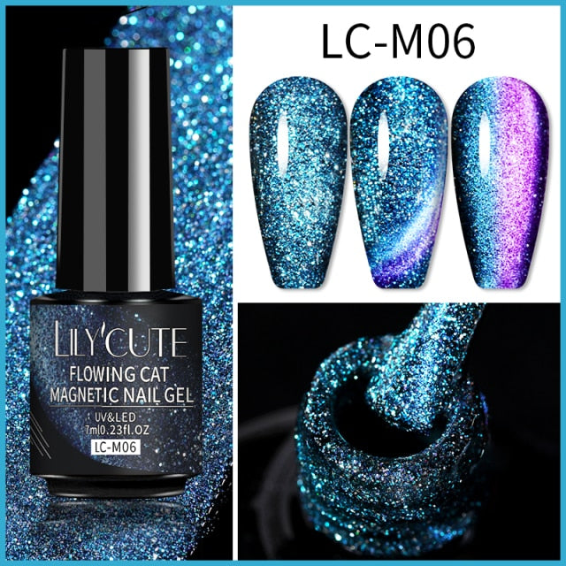 Magnetic Gel Polish Set Semi Permanent Soak Off UV LED Glitter Nails Magnet Stick Black Gel Needed