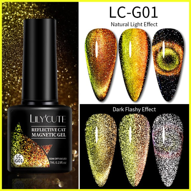 Magnetic Gel Polish Set Semi Permanent Soak Off UV LED Glitter Nails Magnet Stick Black Gel Needed