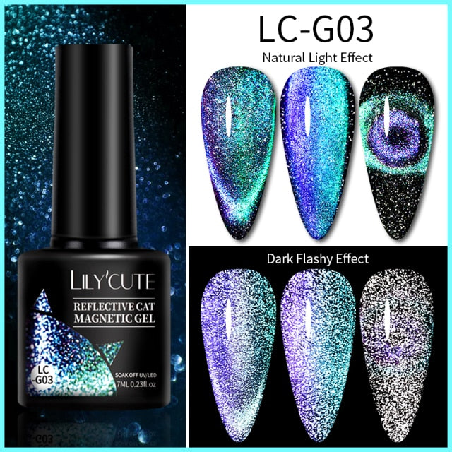 Magnetic Gel Polish Set Semi Permanent Soak Off UV LED Glitter Nails Magnet Stick Black Gel Needed