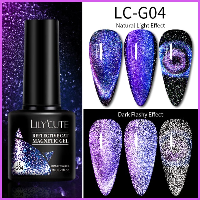 Magnetic Gel Polish Set Semi Permanent Soak Off UV LED Glitter Nails Magnet Stick Black Gel Needed