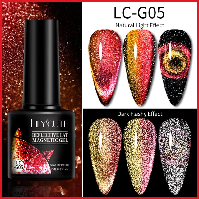 Magnetic Gel Polish Set Semi Permanent Soak Off UV LED Glitter Nails Magnet Stick Black Gel Needed