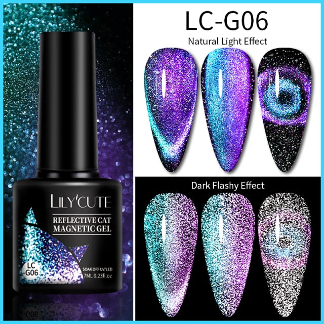 Magnetic Gel Polish Set Semi Permanent Soak Off UV LED Glitter Nails Magnet Stick Black Gel Needed