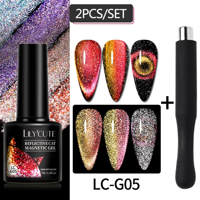 Magnetic Gel Polish Set Semi Permanent Soak Off UV LED Glitter Nails Magnet Stick Black Gel Needed