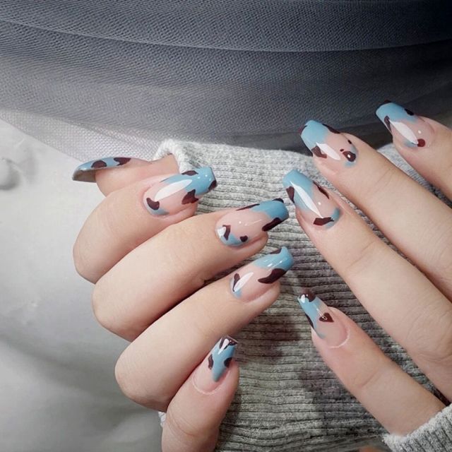 Charming Pink Flame Short Ballet Wearable Fake Nails press on Square Head Full Cover Detachable Finished Fingernails