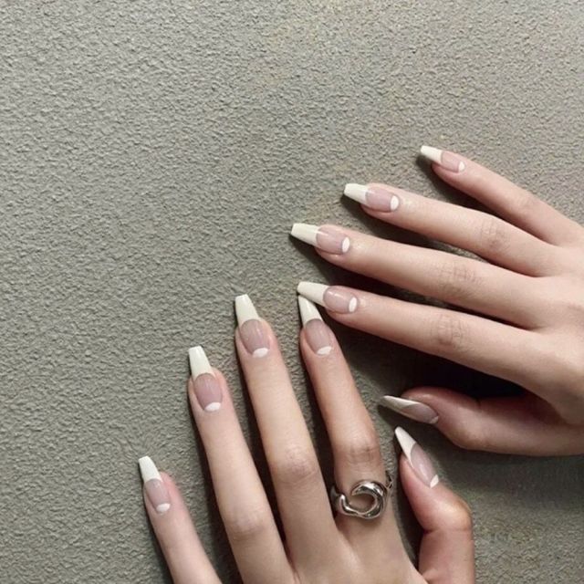 Charming Pink Flame Short Ballet Wearable Fake Nails press on Square Head Full Cover Detachable Finished Fingernails